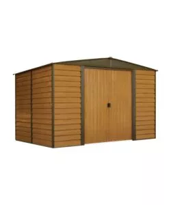 Casetta da giardino habrita 'arrow woodridge' in acciaio zincato effetto legno 313,1x241,9x208,6 cm